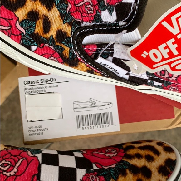 ••VANS CLASSIC SLIP ON ROSE/ANIMALCHCK TRWHT men’s - Picture 4 of 16